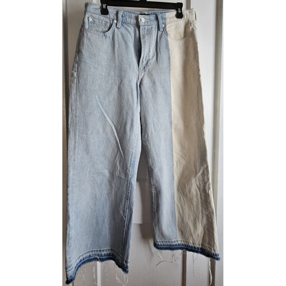 7 for all mankind‎ frayed hem two toned bleach wide leg jeans woman Sz 29 ( W32)